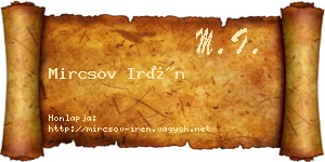 Mircsov Irén névjegykártya